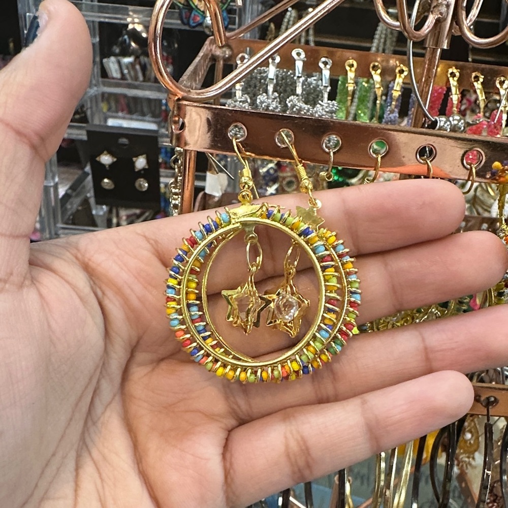 Colorful Star Hoop Earrings